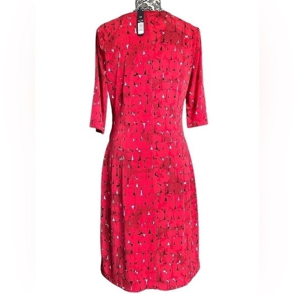 NIC + ZOE Lined Side Twist Red Abstract Print Dress -Size M - Picture 2 of 6